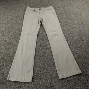 American Eagle Pants Womens 8 White Chino Trouser Kick Boot Low Rise Stretch Y2K